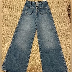 Denim Zara wide leg cropped jeans